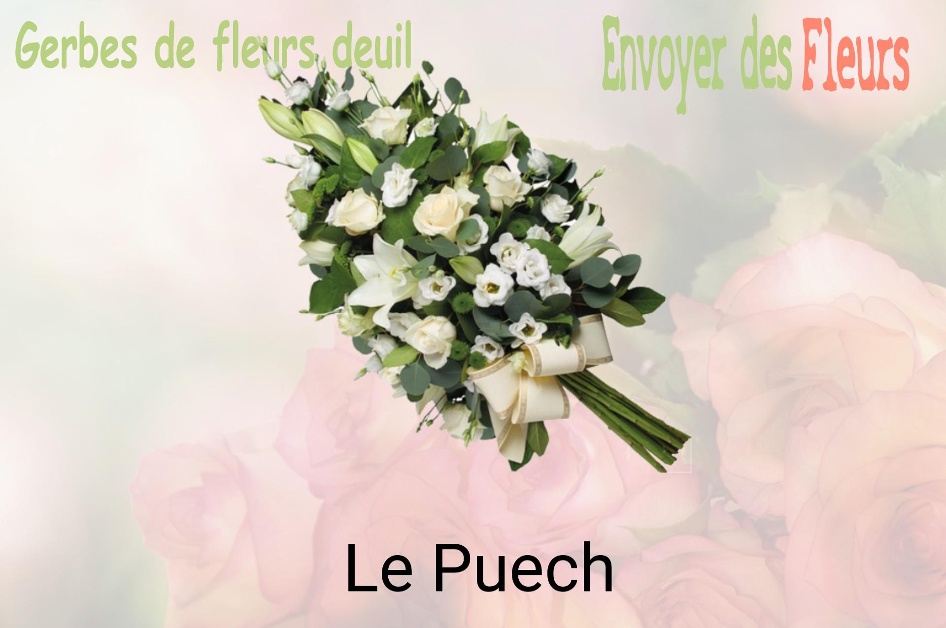 Gerbe de fleurs de deuil livrée à Le Puech